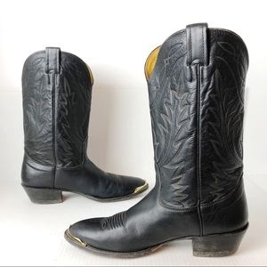Nocona Black Leather Cowboy Boots Mens Western